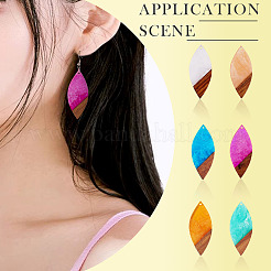 12Pcs 6 Colors  Transparent Resin & Walnut Wood Big Pendants&nbsp;RESI-TA0003-42