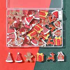 42Pcs 7 Styles Christmas Printed Schima Wood Beads&nbsp;WOOD-FS0002-49