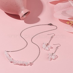 Natural Rose Quartz Chips Beaded Jewelry Set&nbsp;SJEW-JS01231-06