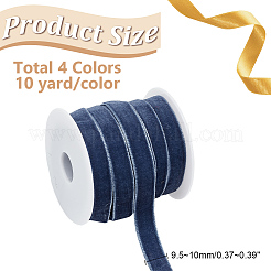 40 Yards 4 Colors Single Face Velvet Ribbon with 4Pcs Plastic Empty Spools&nbsp;SRIB-HY0001-09B