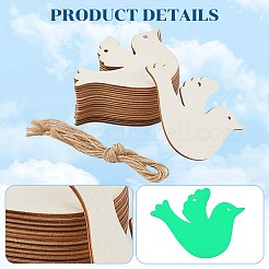 20Pcs Unfinished Wood Pendant Decoration&nbsp;BIRD-CP0001-02