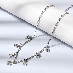 Brass Micro Pave Cubic Zirconia Star Pendant Necklaces&nbsp;NJEW-B157-12P