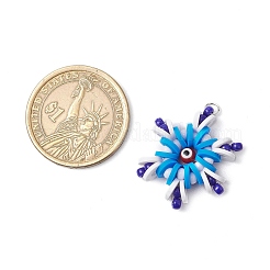 Handmade Polymer Clay and Snowflake Lampwork and Glass Round Pendants&nbsp;PALLOY-MZ00639-05