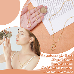 2Pcs Brass Rectangle Clasps Shape Pendant Paperclip Chain Necklaces for Women&nbsp;NJEW-UN0001-76