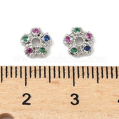 Brass Micro Pave Colorful Cubic Zirconia Bead Caps&nbsp;KK-V015-07P