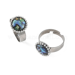 Paua Shell Finger Rings for Women&nbsp;RJEW-JR01101-02