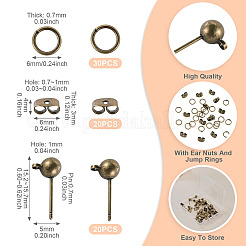 20Pcs Brass Ball Post Stud Earring Findings&nbsp;FIND-TA0011-06AB