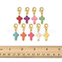 80Pcs Synthetic Turquoise Cross Pendant Decorations&nbsp;HJEW-FS00038