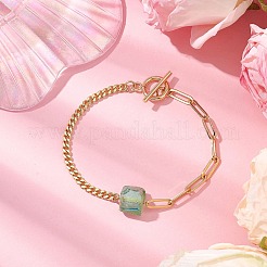 Electroplated Hexagon Prism Natural Quartz Link Bracelets&nbsp;BJEW-JB10753-01