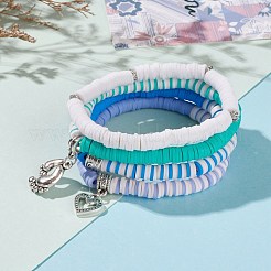 4Pcs 4 Styles Polymer Clay Heishi Beads Stretch Bracelets Sets&nbsp;BJEW-JB05903