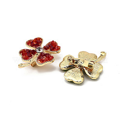 12Pcs 4 Colors Clover Alloy Rhinestone Brooches for Backpack Clothes&nbsp;JEWB-A033-09G
