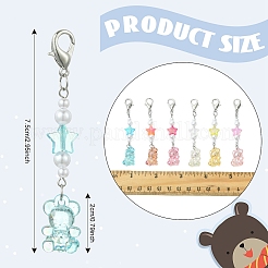 12Pcs 6 Colors Bear Acrylic & ABS Plastic Imitation Pearl Pendant Decorations&nbsp;HJEW-YW00128