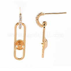 Brass Micro Pave Clear Cubic Zirconia Dangle Stud Earrings Findings&nbsp;KK-T062-73G-NF