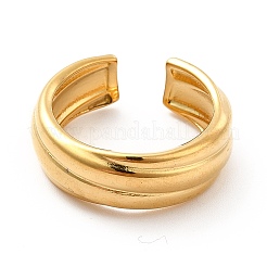 Ion Plating(IP) 304 Stainless Steel Grooved Open Cuff Ring for Women&nbsp;RJEW-F131-14G