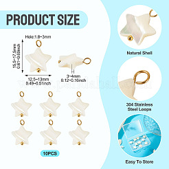 10Pcs Natural Shell Star Pendants&nbsp;SHEL-TA0001-36
