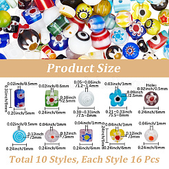 160Pcs 10 Styles Handmade Millefiori Lampwork Beads&nbsp;LAMP-PA0001-82