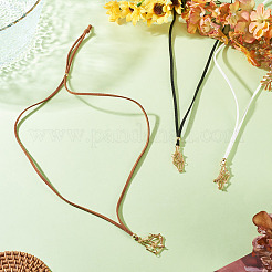 3Pcs Faux Suede Macrame Pouch  Pendant Necklaces&nbsp;NJEW-TAC0052-02