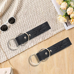 2Pcs Rectangle PU Leather Medieval Belt Pendant. with Alloy Ring&nbsp;AJEW-CL0001-84A