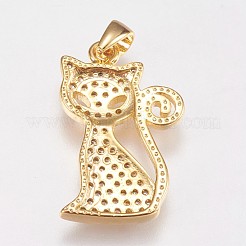 Brass Micro Pave Cubic Zirconia Kitten Pendants&nbsp;ZIRC-E145-28G