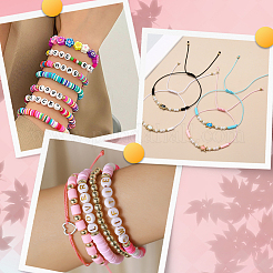 Valentine's Day Theme DIY Polymer Clay Beads & Alloy Enamel Charm Stretch Bracelets Making Kits&nbsp;DIY-SP0003-43