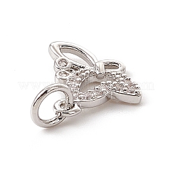Brass Micro Pave Clear Cubic Zirconia Butterfly Charms&nbsp;ZIRC-F132-54P