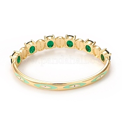 Rack Plating Virgin Mary Brass Bangles with Micro Pave Cubic Zirconia&nbsp;BJEW-E071-03G