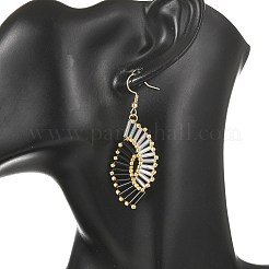 Glass Braided Beads Dangle Earrings&nbsp;EJEW-MZ00746