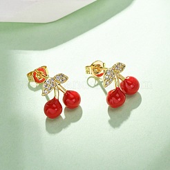 Brass Micro Pave Cubic Zirconia Stud Earrings&nbsp;EJEW-D322-05G-02