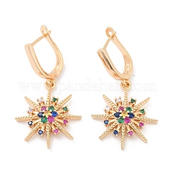 Brass Micro Pave Cubic Zirconia Hoop Earrings&nbsp;EJEW-K300-15G