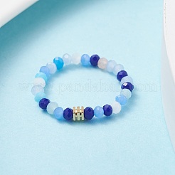 Glass Beaded Stretch Finger Ring with Cube for Women&nbsp;RJEW-JR00431