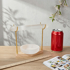 1 Set Iron Display Stands with Rhombus Wooden Base for Natural Selenite Bar&nbsp;ODIS-MA0001-04A
