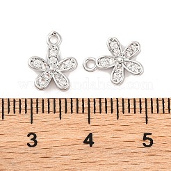 Brass Micro Pave Clear Cubic Zirconia Pendants&nbsp;KK-S389-12P