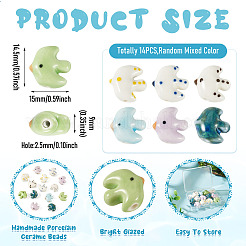 14Pcs Handmade Porcelain Ceramic Beads&nbsp;PORC-TA0001-76