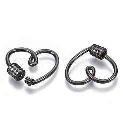 Brass Micro Pave Clear Cubic Zirconia Screw Carabiner Lock Charms&nbsp;ZIRC-T013-05B-NF