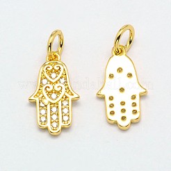 Palm Brass Micro Pave Cubic Zirconia Charms&nbsp;ZIRC-F017-04