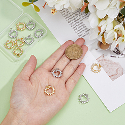12Pcs 2 Colors Brass Micro Pave Clear Cubic Zirconia Pendants&nbsp;KK-DC0003-34