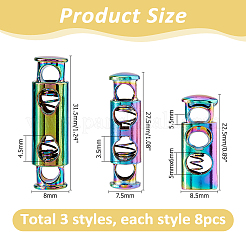 24Pcs 3 Styles Alloy Spring Cord Locks&nbsp;FIND-HS0001-96