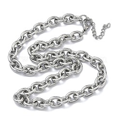 9MM 304 Stainless Steel Cable Chain Necklaces for Women Men&nbsp;NJEW-Z115-03P