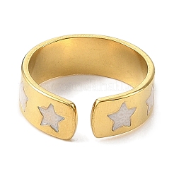 304 Stainless Steel Enamel Open Cuff Rings for Women&nbsp;RJEW-F166-33G-01