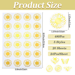 20 Sheets 5 Styles Gold Foil Self-adhesive Stickers&nbsp;DIY-CP0010-86
