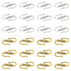 30Pcs 2 Colors Tibetan Style Alloy S-Hook Clasps&nbsp;TIBE-YW0001-96