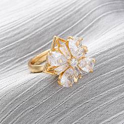 Brass Micro Pave Cubic Zirconia Rotating Finger Rings&nbsp;RJEW-S636-06G