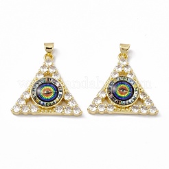 Rack Plating Brass Micro Pave Clear Cubic Zirconia Pendants&nbsp;ZIRC-C041-35G