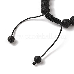 8mm Round Natural Lava Rock Braided Bead Bracelets&nbsp;BJEW-C067-01B-09