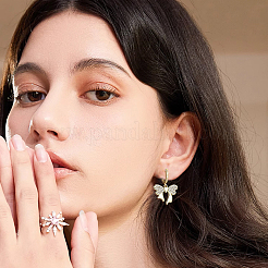 6 Pairs 2 Colors Rack Plating Brass Micro Pave Cubic Zirconia Hoop Earrings Findings&nbsp;KK-BBC0021-75