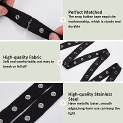 5 Yards Cotton Herringbone Ribbon with Platinum Tone Alloy Snap Buttons&nbsp;OCOR-CY0001-24A