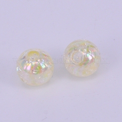 Electroplate Crackle Acrylic Beads&nbsp;CCG-WH0001-8mm-10