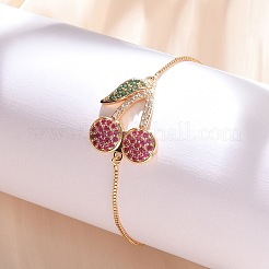 Cherry Brass Micro Pave Cubic Zirconia Link Slider Bracelets&nbsp;KK-R217-54G