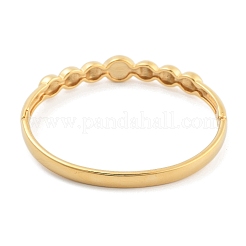 Ion Plating(IP) 304 Stainless Steel Pave Shell Hinged Bangles for Women&nbsp;BJEW-Z068-03G-01