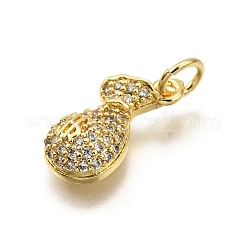 Brass Micro Pave Cubic Zirconia Pendants&nbsp;KK-K401-16G